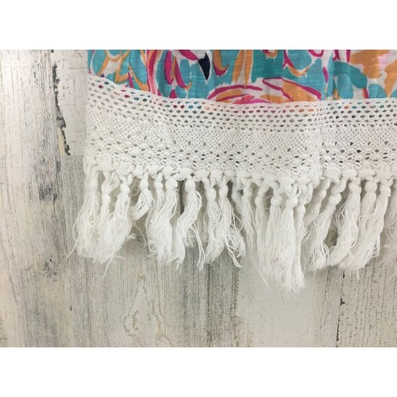 Lilly Pulitzer Sz S Alia Swim Coverup Dress Peel and Eat Flamingo with Fringe - Picture 4 of 14